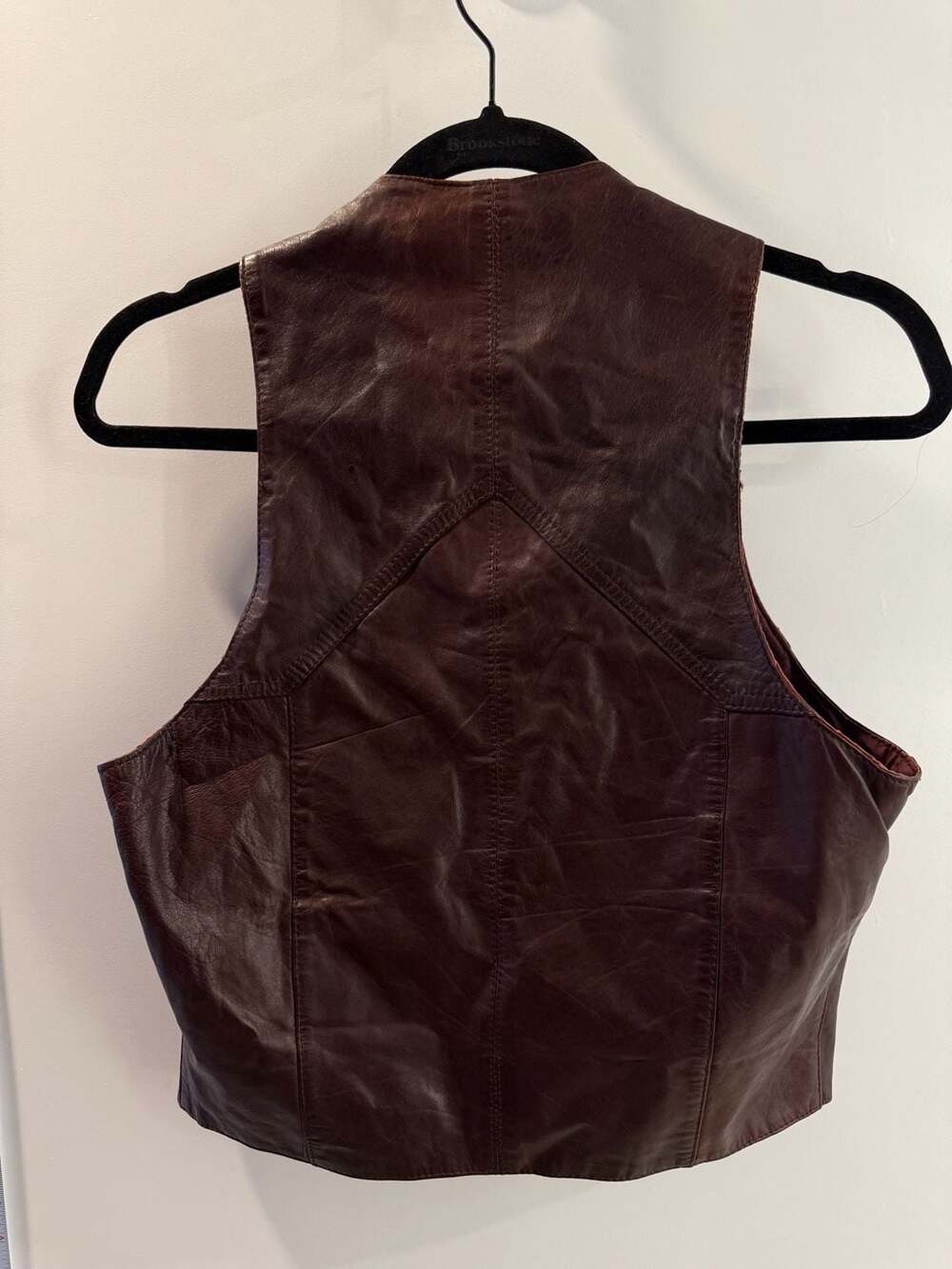 Vintage Chess King Brown Genuine Leather Western Button-Down Vest Size S - Picture 4 of 5